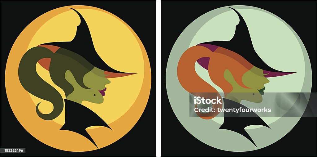 Pop Witches 2 color variations for the same graphic image. Adult stock vector