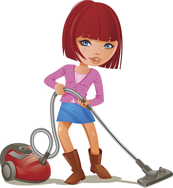 Young Woman With Vacuum Cleaner Stock Illustration - Download Image Now -  Adult, Adults Only, Advertisement - iStock
