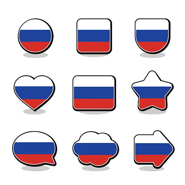 Vector illustration of RUSSIA FLAG ICON SET