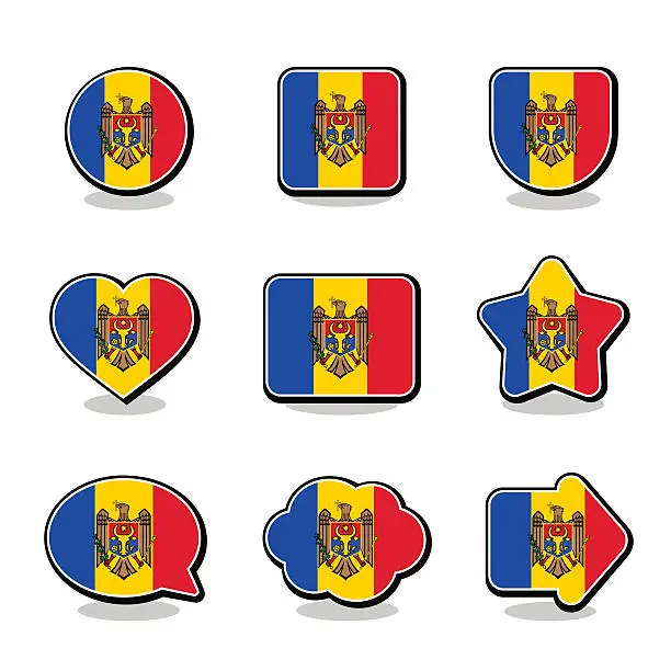 Vector illustration of MOLDOVA FLAG ICON SET