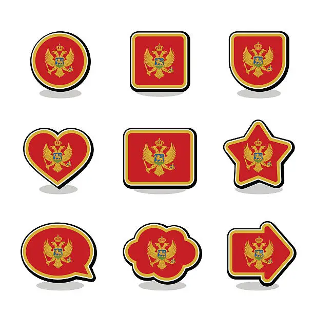 Vector illustration of MONTENEGRO FLAG ICON SET