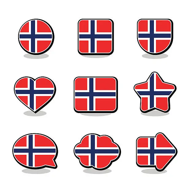 Vector illustration of NORWAY FLAG ICON SET