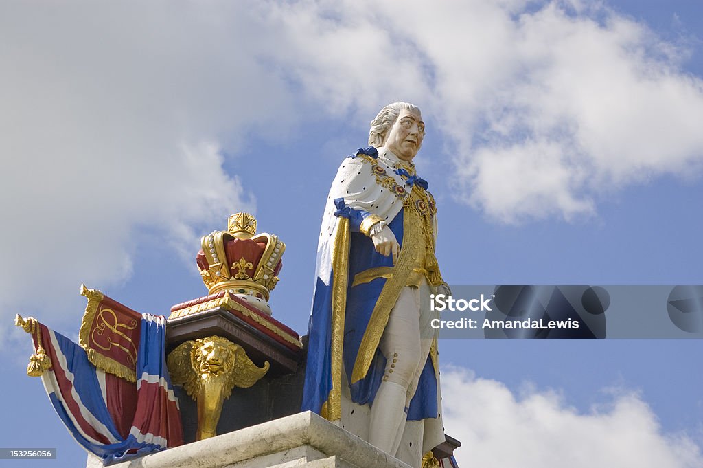 King George III statue, Weymouth Monument to King George III with the monarch standing in front of a table surmounted by a crown, Esplanade, Weymouth.  Erected in 1810 to mark the Golden Jubilee of the King who popularised the seaside resort. George III of the United Kingdom Stock Photo