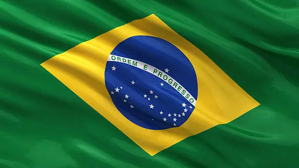Flag of Brazil waving in the wind