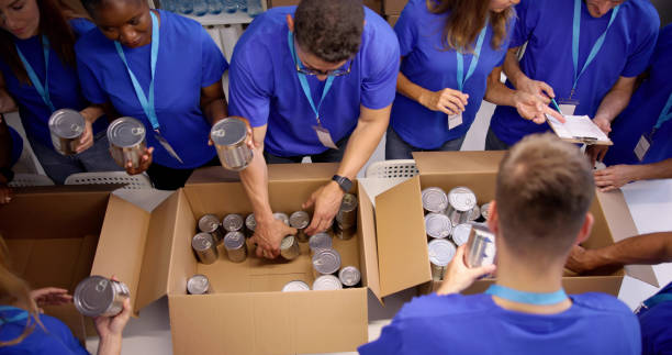 istock Food Bank Humanitarian Aid In Donation Boxes 1532565283