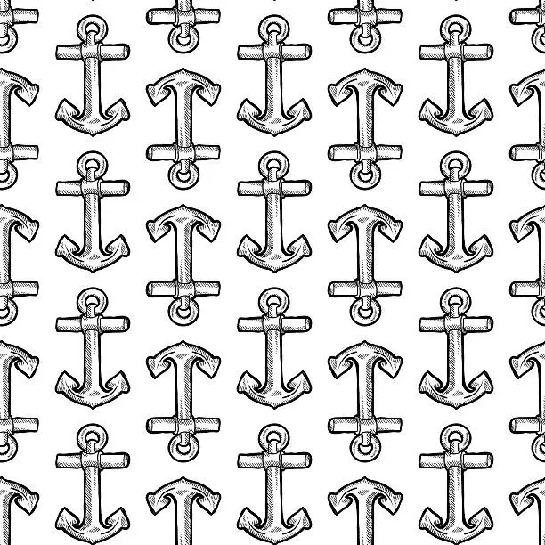 Vector illustration of Seamless maritime anchor vector background