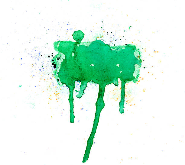 istock Green watercolor blob on white paper 153257123