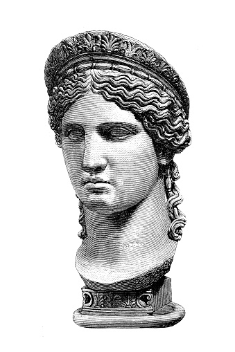 Juno or Hera Ludovisi, colossal marble head of the Roman antique goddess,Museo Nazionale Romano, Rome