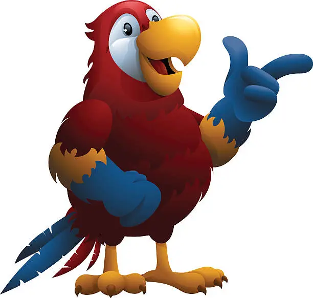 Vector illustration of Scarlet Macaw: Pointing