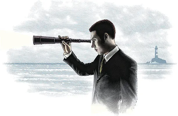 Vector illustration of Businessman Searching with Spyglass