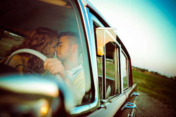 istock Love couple sitting in the car 153259189