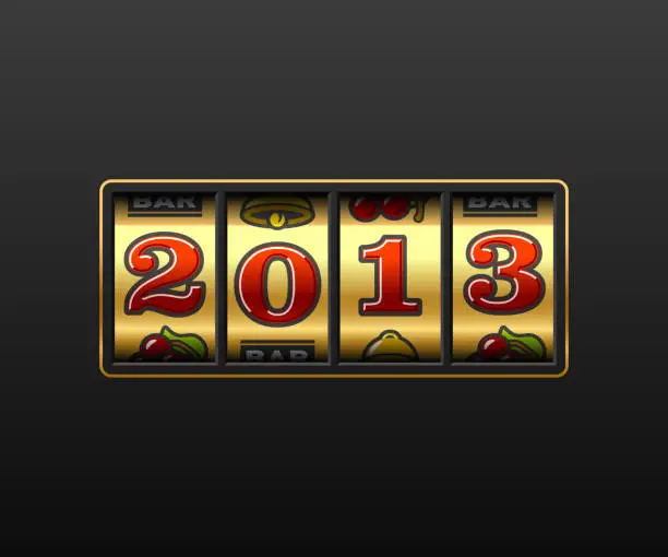 Vector illustration of New Year slot machine