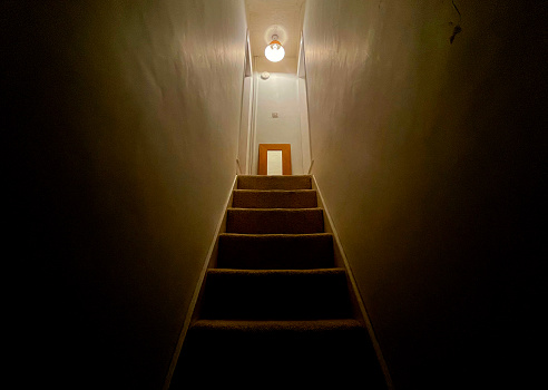 Dark staircase in a terraced house