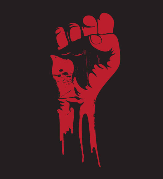 clenched fist vector art illustration