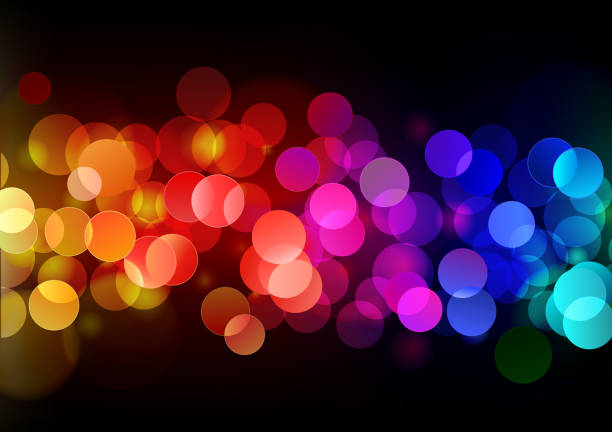 Blurred close up of colorful lights at night vector art illustration
