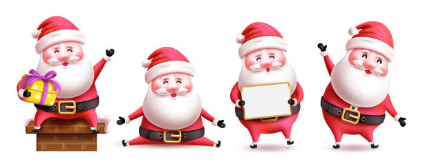 istock Santa claus characters vector set design. Christmas santa claus in cute smiling 1532630294