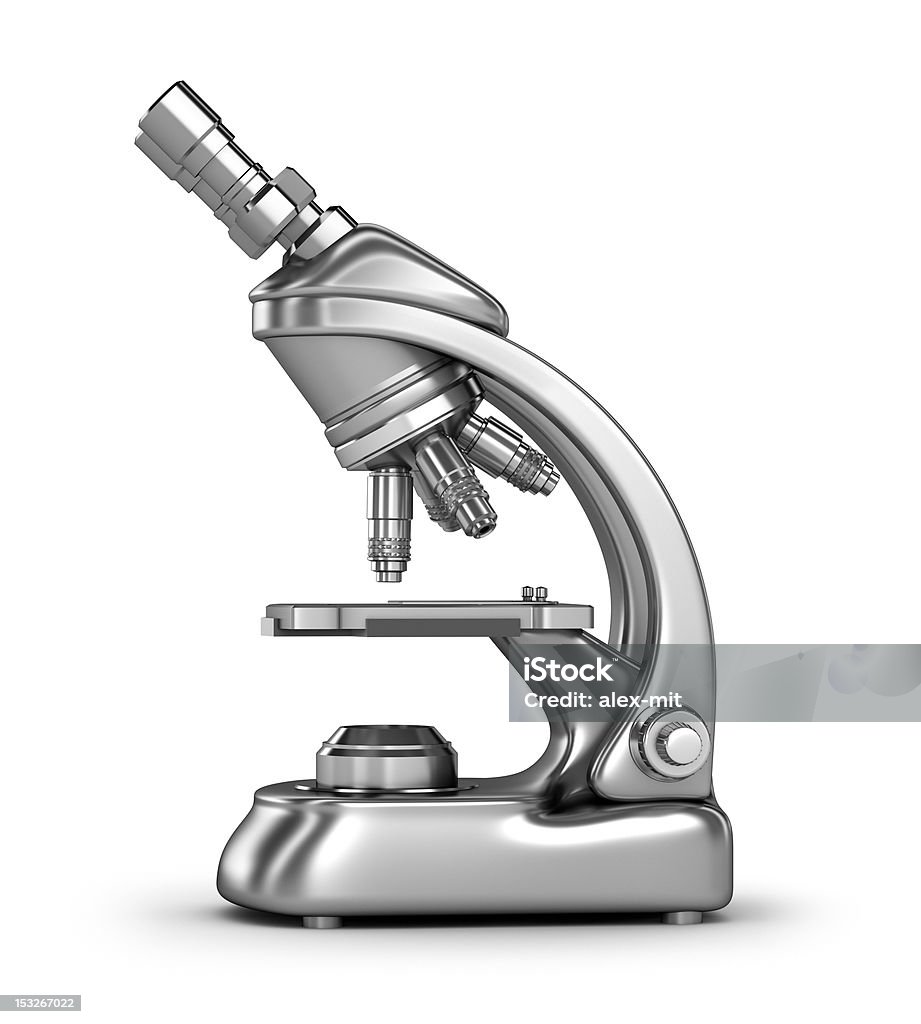 Современный микроскоп Изолирован на белом - Стоковые фото Микроскоп роялти-фри