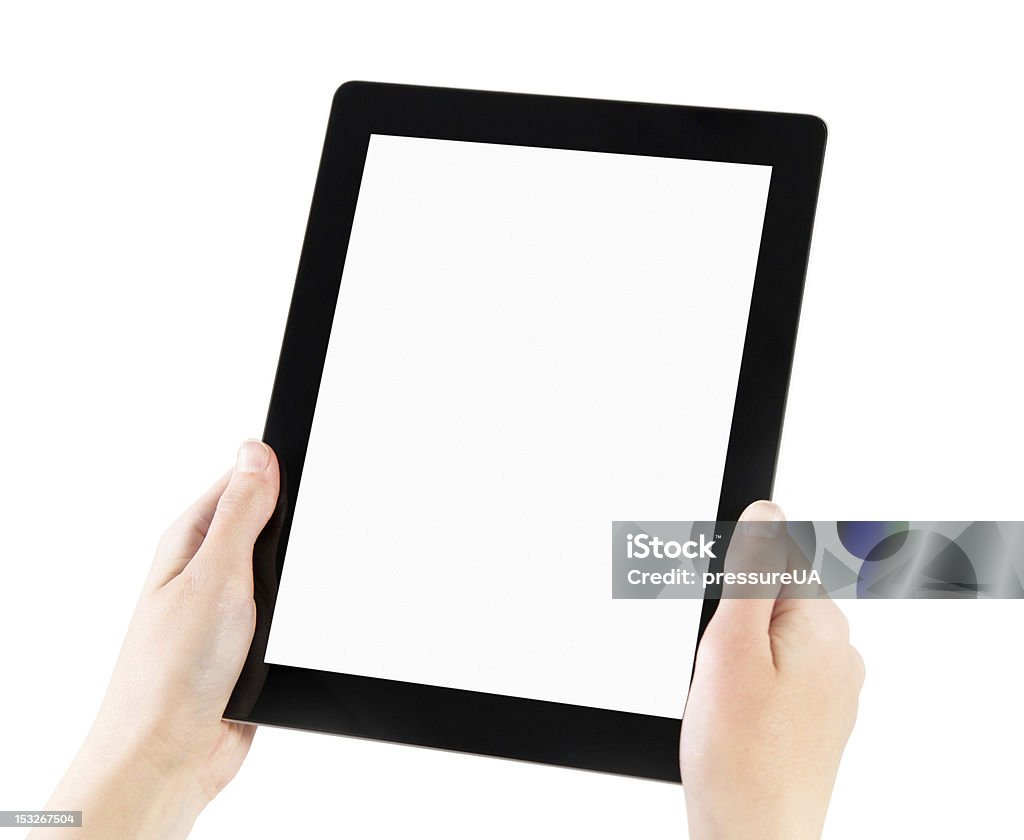 Przytrzymanie puste Tablet PC - Zbiór zdjęć royalty-free (Białe tło)