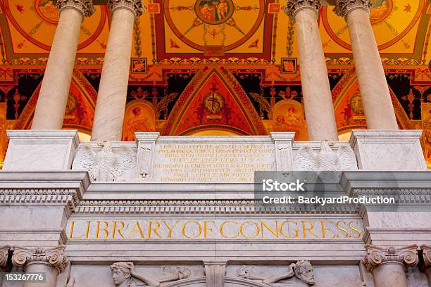 Ceiling Of Library Congress In Washington Dc Stock Photo - Download Image Now - Art Museum, Washington DC, Arch - Architectural Feature