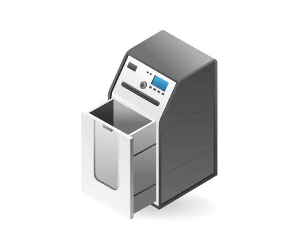 Vector illustration of Technology Paper shredder concept isometric illustration