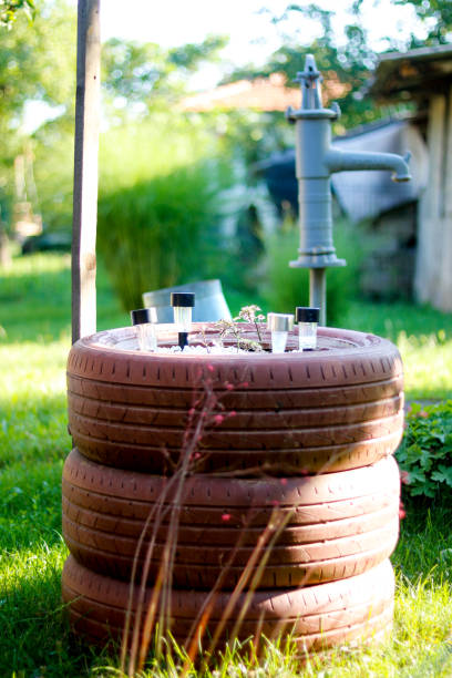 istock Solar well made of tires 1532680320