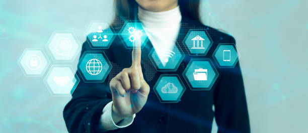 istock Metaverse VR virtual, business digital world technology AR augmented reality. Businesswoman working on virtual screen. future working and management 1532685071