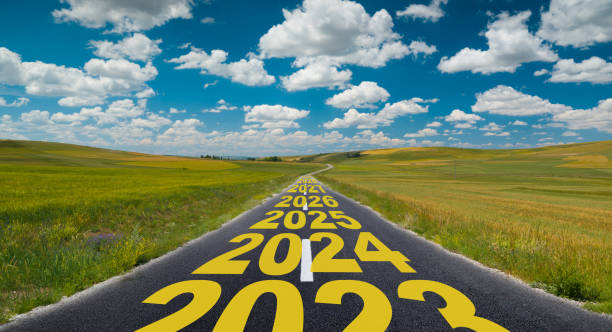 istock 2024 to 2029 written on road 1532690381