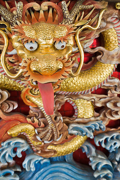 istock Beautyful dragon wooden sculpture. 153270055