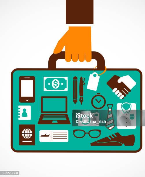 Business Travel Illustration Man With Suitcase Stock Illustration - Download Image Now - Carry-On Luggage, Passenger, Adult