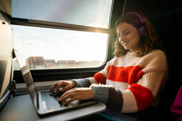 istock Girl using laptop in the train 1532711314