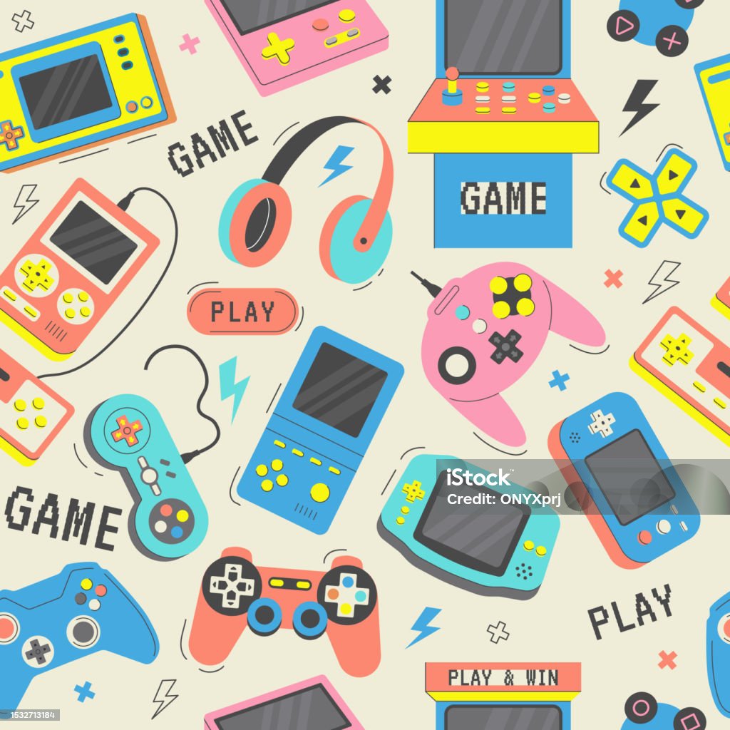 Game Consoles Pattern Gadgets For Playing Video Games Recent Vector ...
