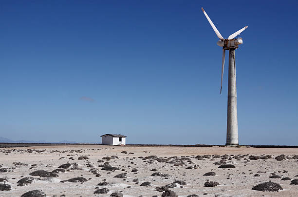 Abandoned wind turbine stock photo