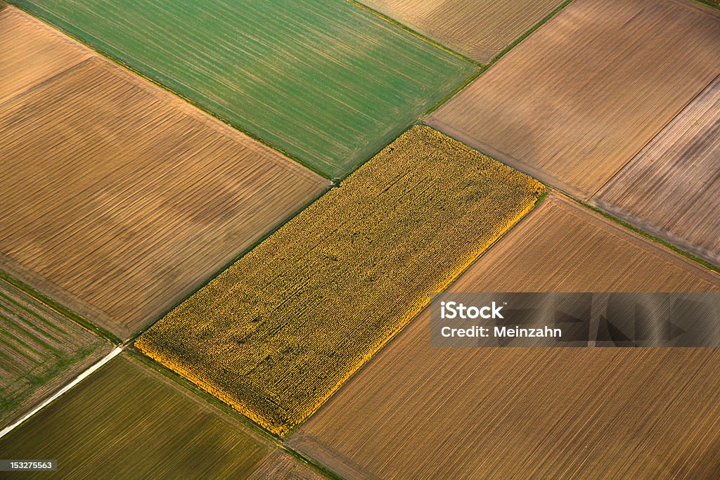 rural landscape with fields rural landscape with acre from hot air balloon in Frankfurt Agriculture Stock Photo