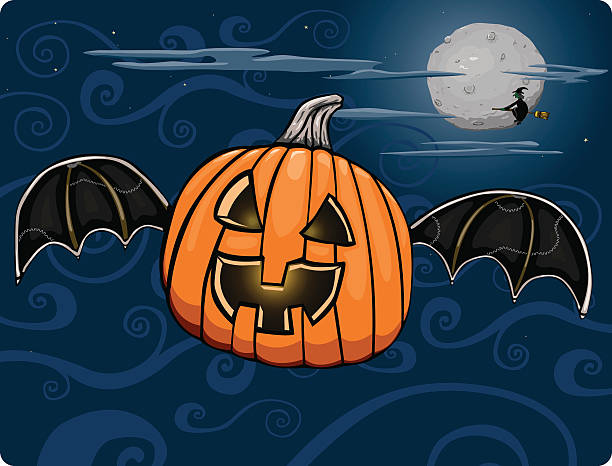 Pumpkin Bat vector art illustration