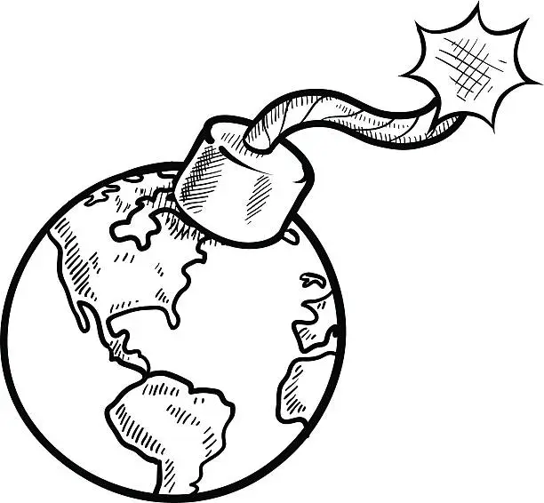 Vector illustration of Global crisis sketch