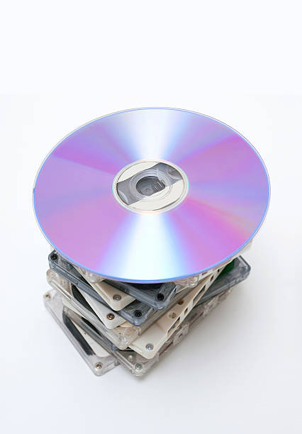 CD and cassette isolated on white background.
