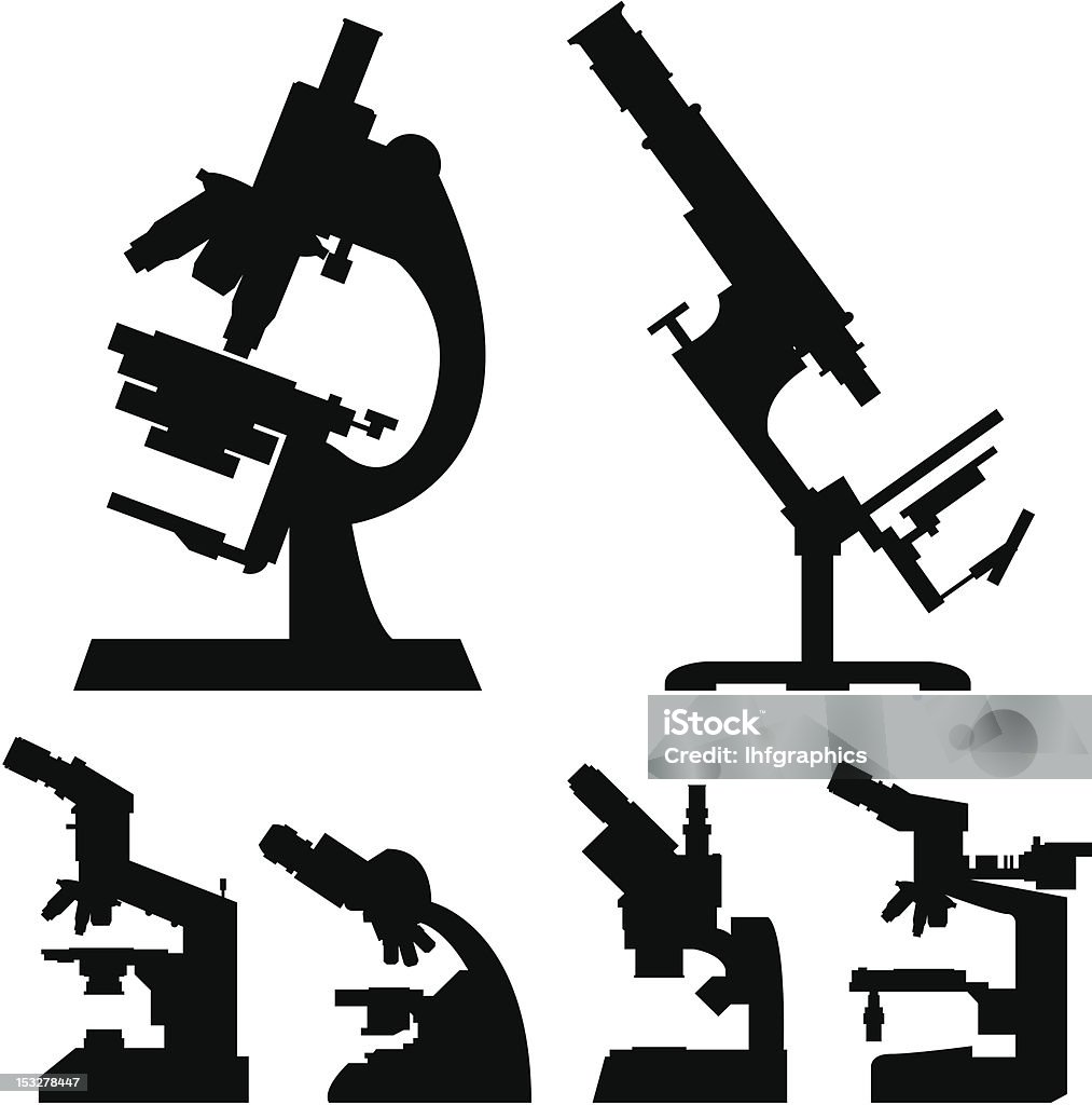Лаборатория микроскопы силуэты Векторная - Векторная графика Биология роялти-фри