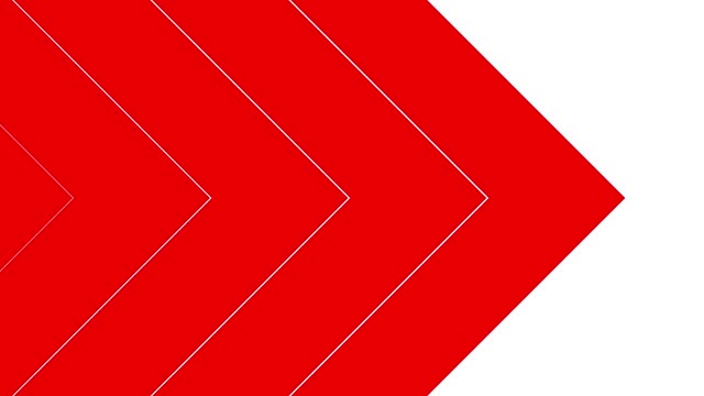 Animated red background from triangular strips. Decorative arrows move from left to right. Looped video. Geometric backdrop. Flat vector illustration isolated on a white background.