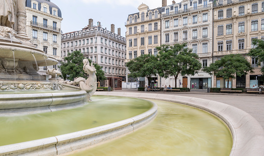 Lyon, France - july, 09 2023 : Jacobins square in the city center of Lyon in summer under the heat wave
