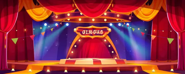 Vector illustration of Circus cartoon stage with ring vector background