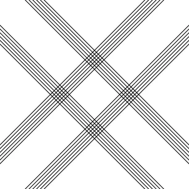Vector illustration of Seamless checkered-striped diagonal pattern, textile print