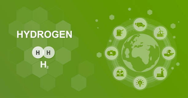 Green background concept about hydrogen or hydrogen 2 as fuel energy lead to renewable energy in the world Green background concept about hydrogen or hydrogen 2 as fuel energy lead to renewable energy in the world symbol fuel and power generation fossil fuel fuel pump stock illustrations