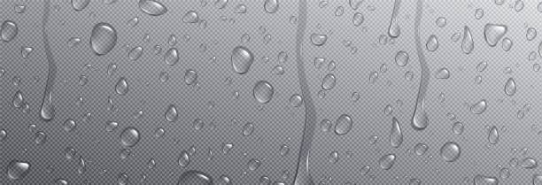 ilustrações de stock, clip art, desenhos animados e ícones de realistic condensation water tears, vector droplet - wet dew drop steam