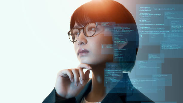 istock Thinking asian woman and digital transformation concept. System engineering. 1532846705