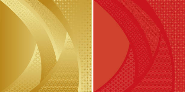 istock Illustration background material of gold gradation and red traditional Japanese style pattern. 1532866629
