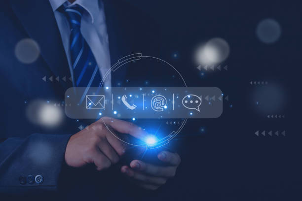 istock Businessman pointing email address, live chat, internet 1532874666