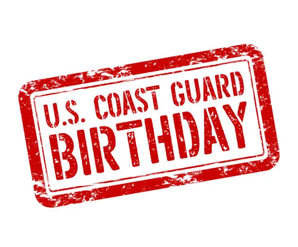 Vector illustration of U.S. Coast Guard Birthday stamp. Vector