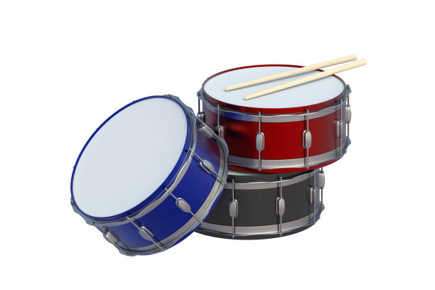 istock Heap of drums isolated on white background. 3d render 1532929356