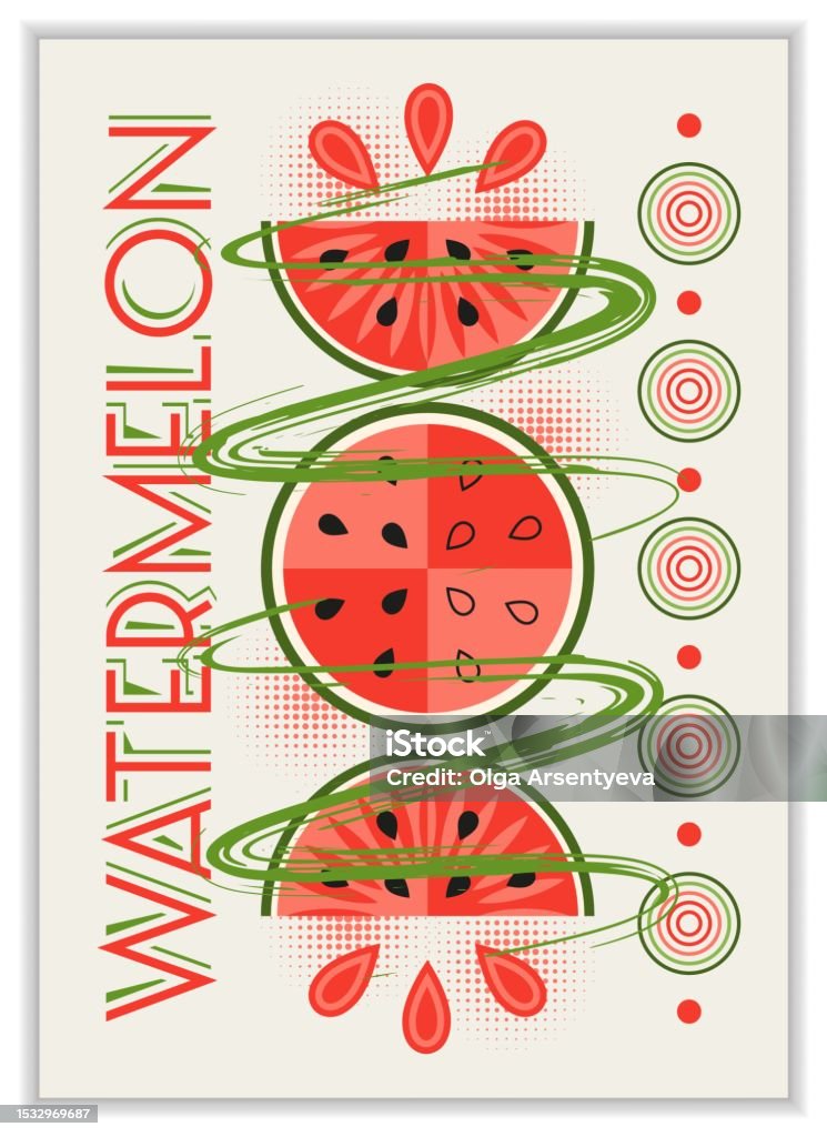 Watermelon Abstract Secenary Geometric Poster With Watermelon Abstract Shapes Stock Illustration ...