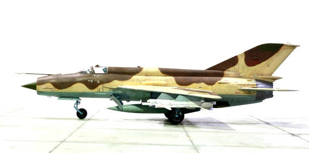 istock Left side of MiG-21MF model in Arabian desert scheme color camouflage 1532987345